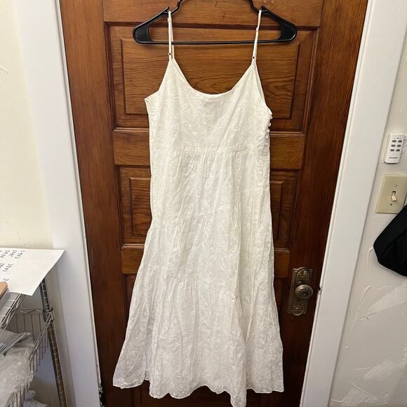 Club Monaco Tiered Travellers Maxi Dress Size 0 White Women's Light - Picture 7 of 16